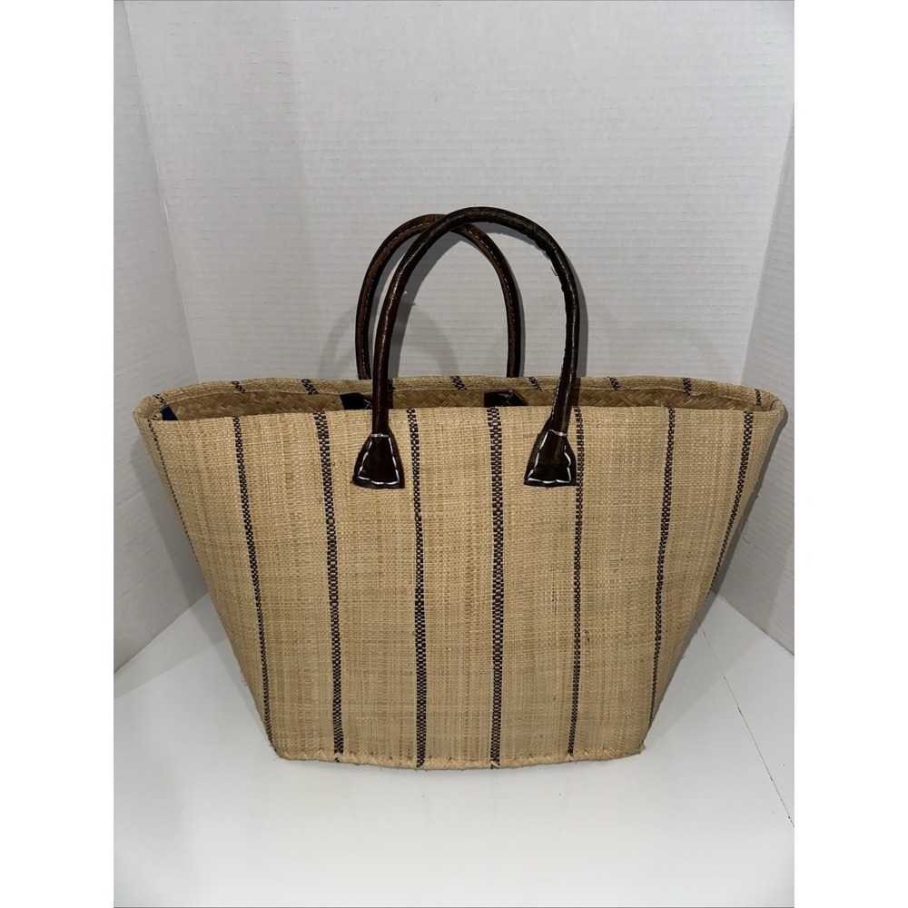 Onigo Imports Madagascar Large Woven Beige Brown Tote